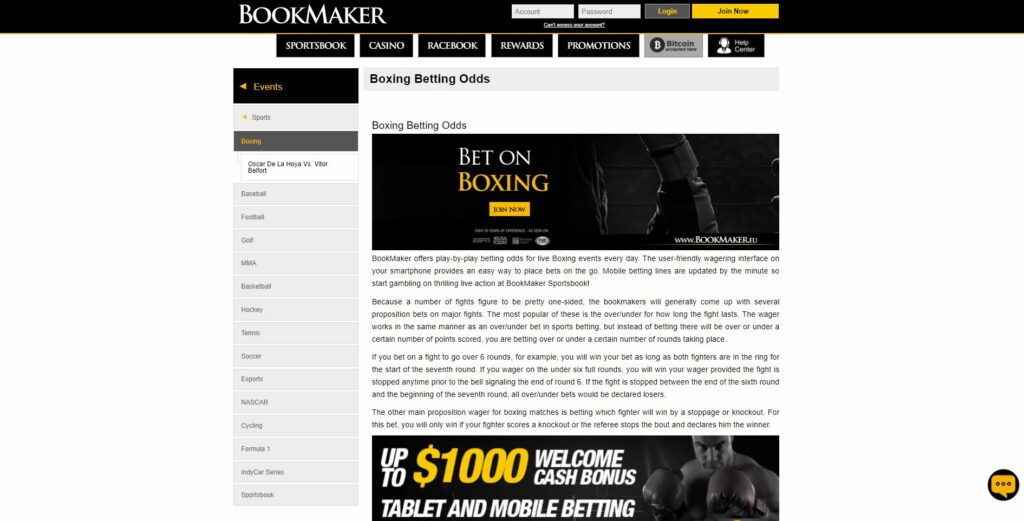 Bookmaker Box Betting